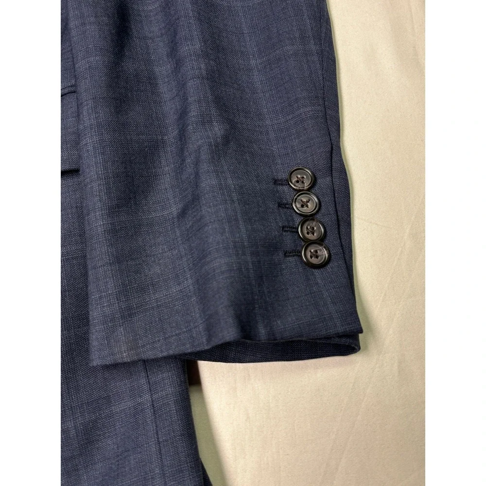 Ralph Lauren Mens 42L Wool Blazer Navy Blue Glen Plaid Sport Coat Made in Canada